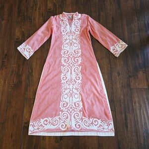Embroidered 2 Piece Salwar Dupatta Scarf Cotton Casual White Pink Wear Dress
